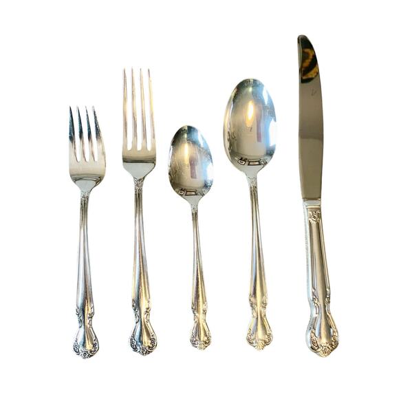 Rogers & Bros DAYBREAK ELEGANT LADY 5 Piece Place Setting Flatware Silverplated - Picture 2 of 13